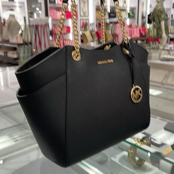 MICHAEL KORS LG CHAIN SHOULDER TOTE BLACK NWT - Picture 13 of 16